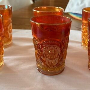 Amber Carnival Glass Tumbler - Decorative Orange Glassware